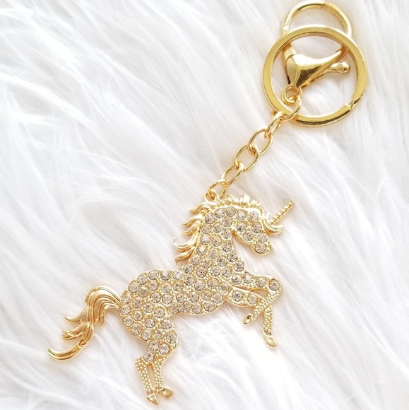 Accessories - Gold faux diamond unicorn keychain